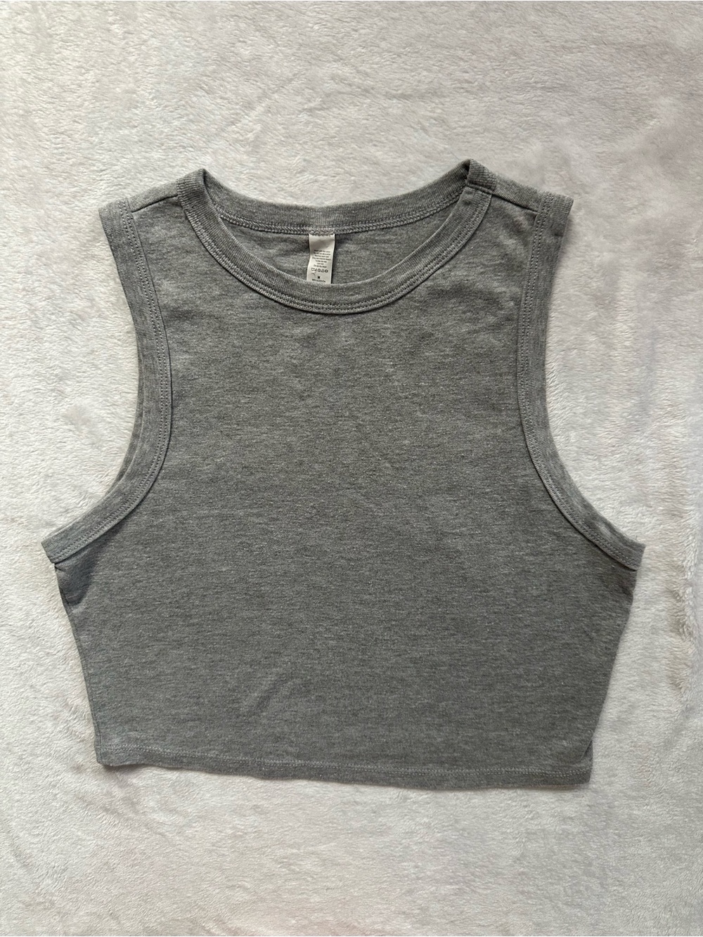 Gray Crop Tank Top Gray Size Medium Sleeveless Cropped Basic USA Strong